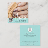 Nails de code QR turquoises cartes de visite photo (Devant / Derrière)