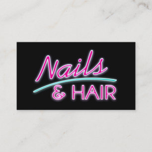 Nails en Hair Neon Visitekaartjes
