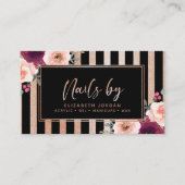 Nails Floral Black Rose Carte de visite Parties sc (Devant)