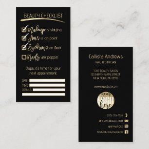 Nails Gold Black Beauty Checklist Business Logo Afsprakenkaartje