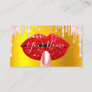 Nails Makeup artistieke roze druppels rood goud Visitekaartje