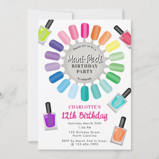 Nails Manicure Pedicure Mani Pedi Girls Birthday Kaart (Voorkant)