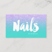 Nails modern typografie lavender glitter turquoise visitekaartje (Voorkant)