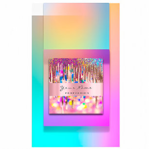 Nails roze unicorn holografen voor het maken van e vierkante visitekaartje