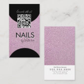 Nails Salon Beauty Artist QR code Faux Glitter Visitekaartje (Voorkant / Achterkant)
