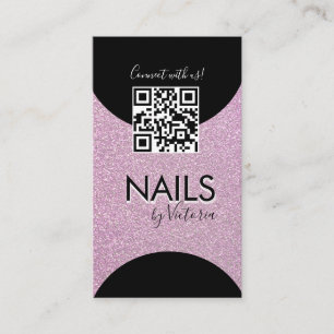 Nails Salon Beauty Artist QR code Faux Glitter Visitekaartje