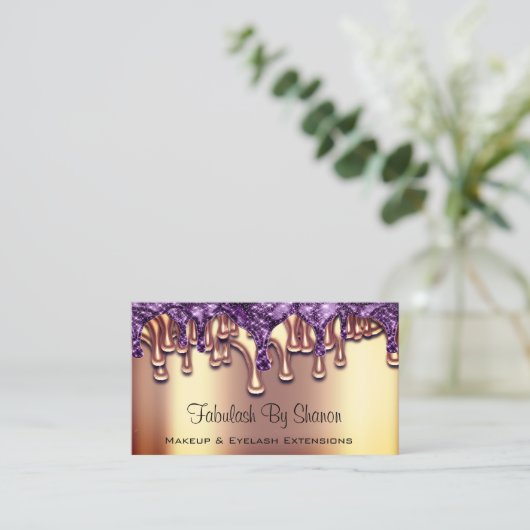 Nails Salon Roos Gold Paarse schijven Visitekaartje (Staand voorkant)