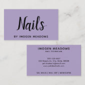 Nails Script Calligraphy Paars Professional Visitekaartje (Voorkant / Achterkant)