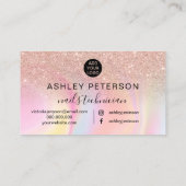 Nails script roos goud glitter chic marmer visitekaartje (Achterkant)