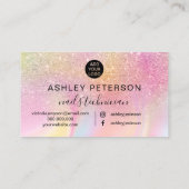 Nails script roze regenbooglitter chic marmer visitekaartje (Achterkant)