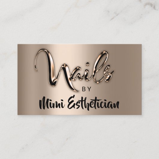 Nails Studio Artist Nails Logo Script Metalic Visitekaartje (Voorkant)