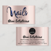 Nails Studio Artist Nails Script Logo Blauw Visitekaartje (Voorkant / Achterkant)