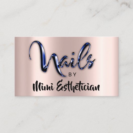 Nails Studio Artist Nails Script Logo Blauw Visitekaartje (Voorkant)