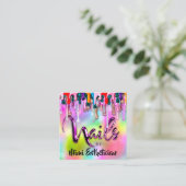 Nails Studio Artist Nails Script Logo Holograaf Vierkante Visitekaartje (Staand voorkant)
