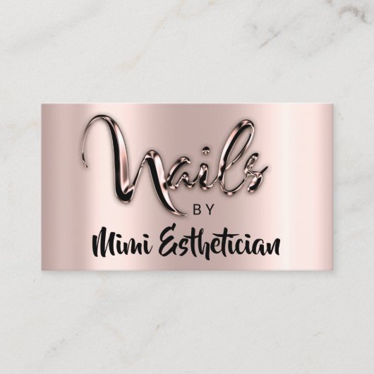 Nails Studio Artist Nails Script Logo Metalic Visitekaartje (Voorkant)