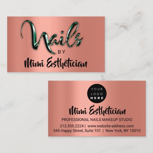 Nails Studio Artist NailsScript Logo Greenery Visitekaartje (Voorkant / Achterkant)