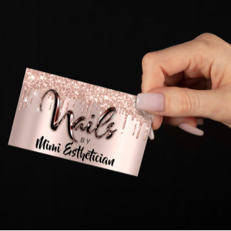 Nails Studio artistieke stations Glitter Roos Blus Visitekaartje
