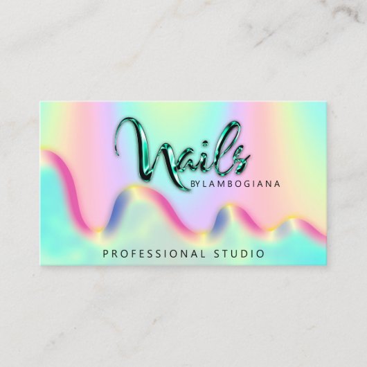 Nails Studio Logo Holograaf QR-code abstart Visitekaartje (Voorkant)