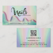 Nails Studio Logo Holograaf QR-code Blauwgroen mis Visitekaartje (Voorkant / Achterkant)