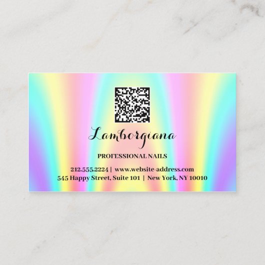 Nails Studio Logo Holograaf QR-code Mermaid Gold Visitekaartje (Achterkant)