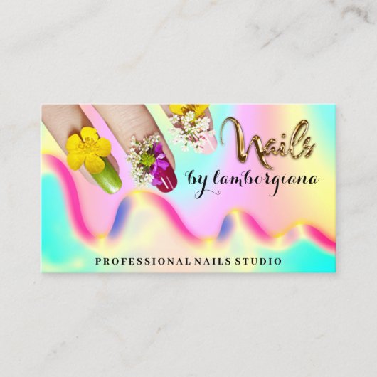 Nails Studio Logo Holograaf QR-code Mermaid Gold Visitekaartje (Voorkant)