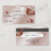 Nails Technicus Creditcard styled Roos Gold Drip Visitekaartje (Voorkant / Achterkant)