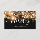 Nails-technicus met mousserende goudverlichting visitekaartje (Voorkant)