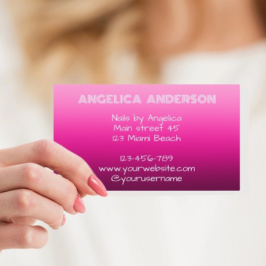 Nails van Retro Pink Gradient Visitekaartje