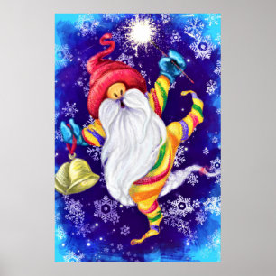 Nain de Noël avec affiche de cloches - Peinture