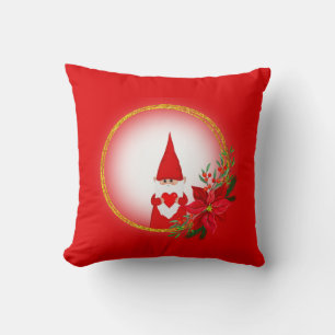 Nain de Noël sur un Coussin Rouge