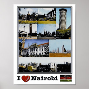 Nairobi - I Love Mosaic - Skyline - Panorama Poster