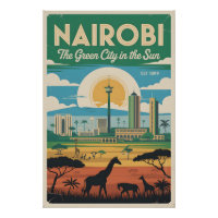 Nairobi Kenia Retro Reisposter Kunst