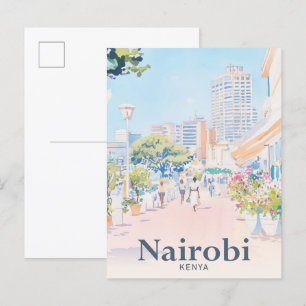 Nairobi Kenia Waterverf schilderij reizen Briefkaart