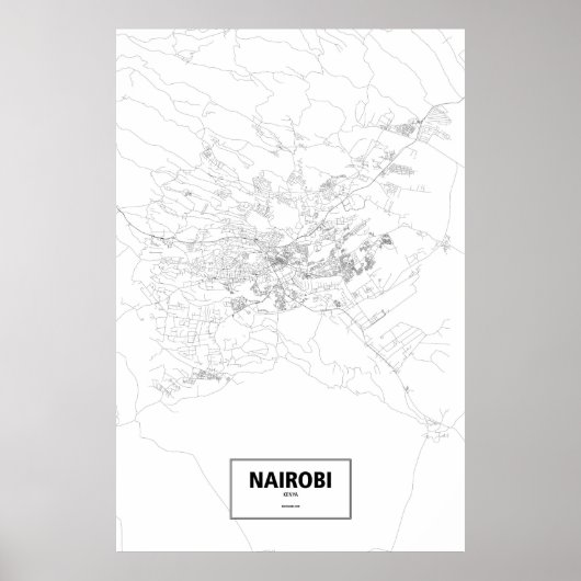 Nairobi, Kenia (zwart op wit) Poster (Voorkant)
