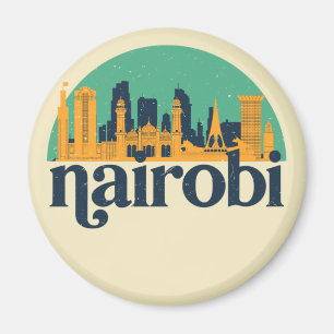 Nairobi Kenya City Skyline Retro Cityscape Art Magneet
