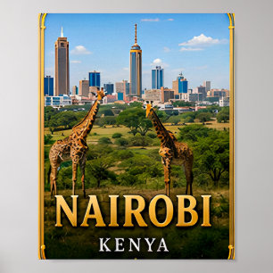 Nairobi Silhouette en Wilde Avontuur Poster