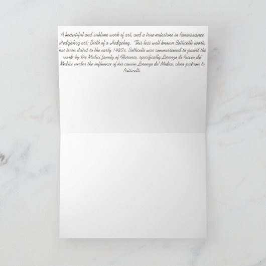 Naissance d'une carte de hérisson (Intérieur)