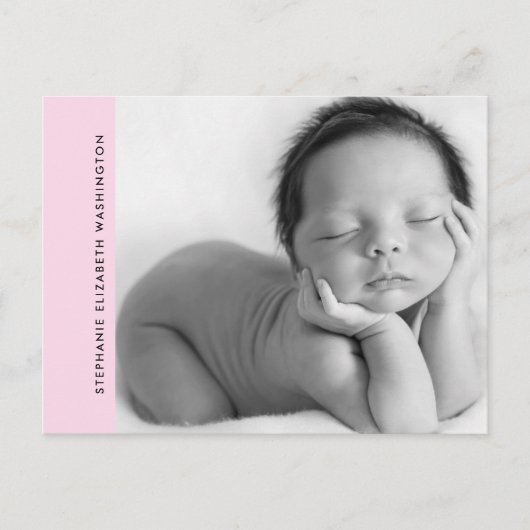 Naissance simple rose bébé B/W Faire-part photo (Devant)