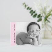Naissance simple rose bébé B/W Faire-part photo (Debout devant)