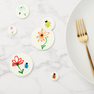Naive Garden Party Set Kleurrijke insecten en bloe Confetti
