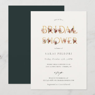 Najaar Aarde-Tone Floral Bridal Shower Invitation Kaart