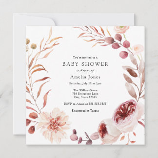Najaar Baby shower Burgundy Kaart