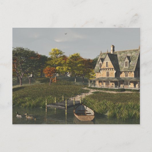 Najaar bij het Briefkaart van het meer (Voorkant)