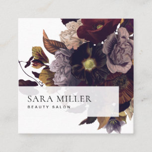 Najaar Dark Moody Floral Bouquet Vierkante Visitekaartje