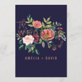 Najaar Floral Roos Gold Dinner Menu Kaart (Achterkant)