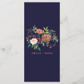 Najaar Floral Roos Gold Dinner Menu Kaart (Achterkant)