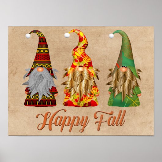 Najaar Gnomes Happy Herfst Poster (Voorkant)
