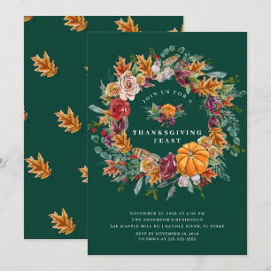Najaar Harvest Wreath Thanksgiving Dinner Party Kaart