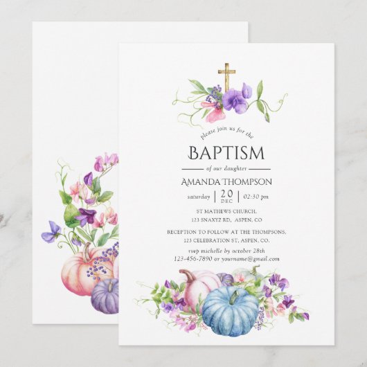 Najaar - Herfst Floral Baptisme Kaart (Voorkant / Achterkant)