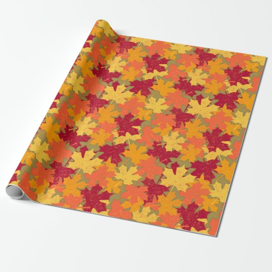 Najaar Herfst Maple Leaf Pattern Cadeaupapier (Uitgerold)